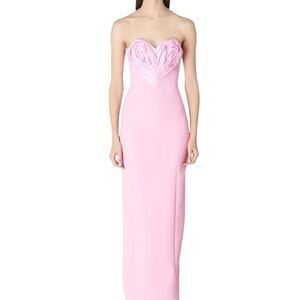 $4,490 Carolina Herrera Pink Strapless Heart Column Gown Size 8